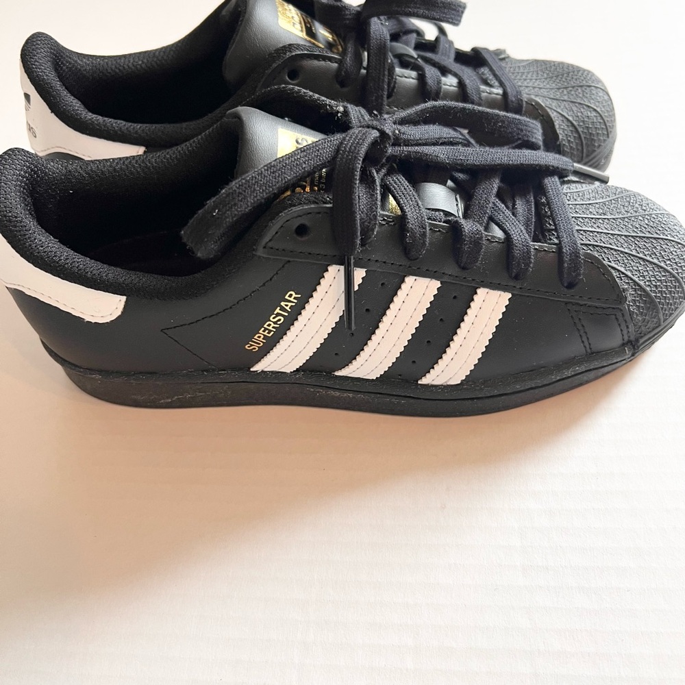adidas Kids Superstar Black with White Stripes Sneakers